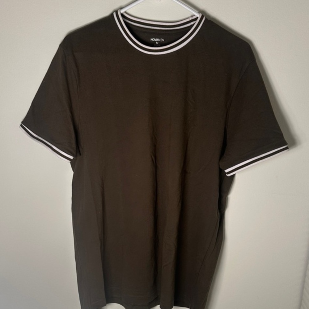Fashion Nova olive green Tee with White Accents